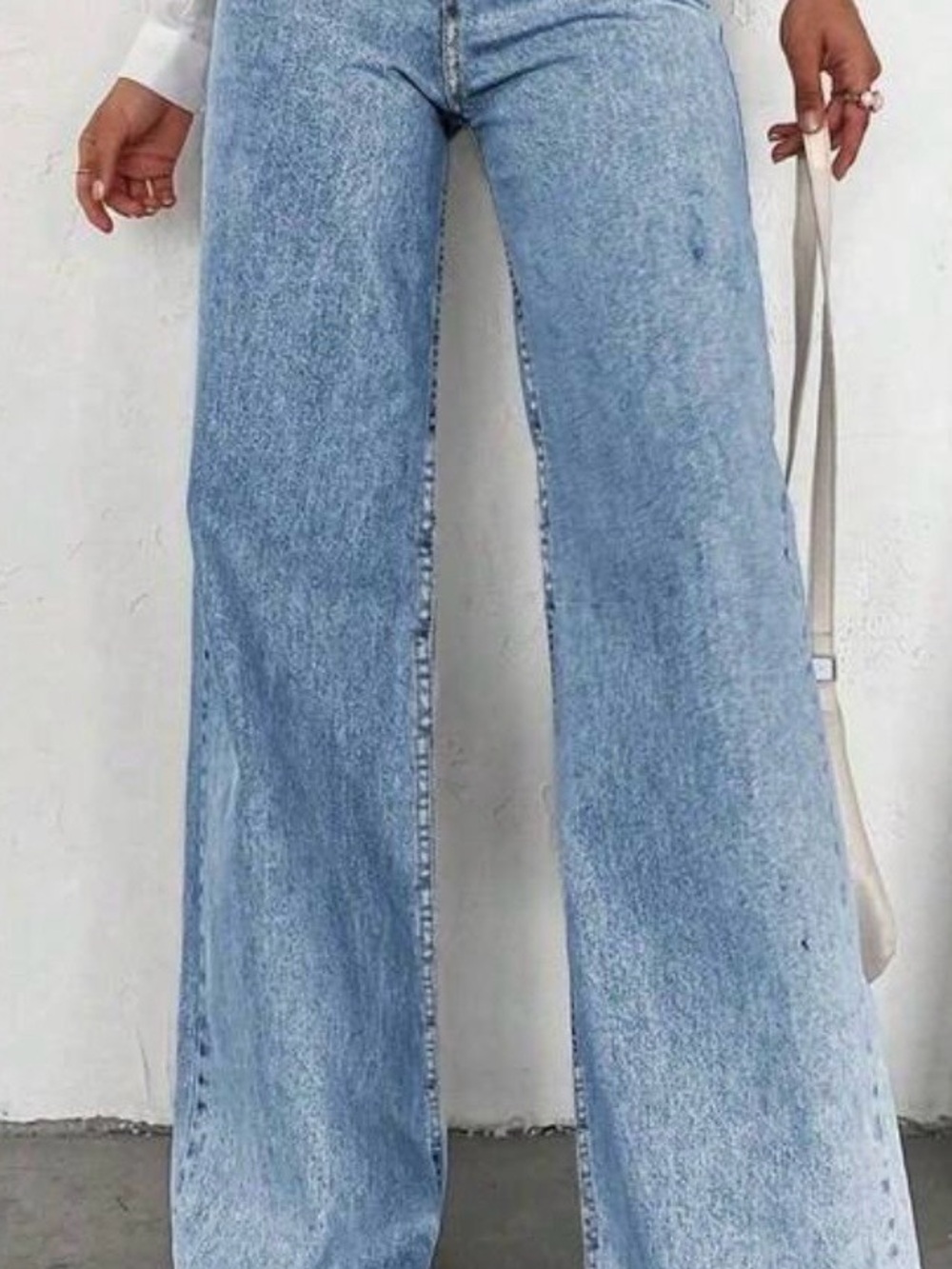 SHEIN Light Blue High-Rise Wide-Leg Jeans